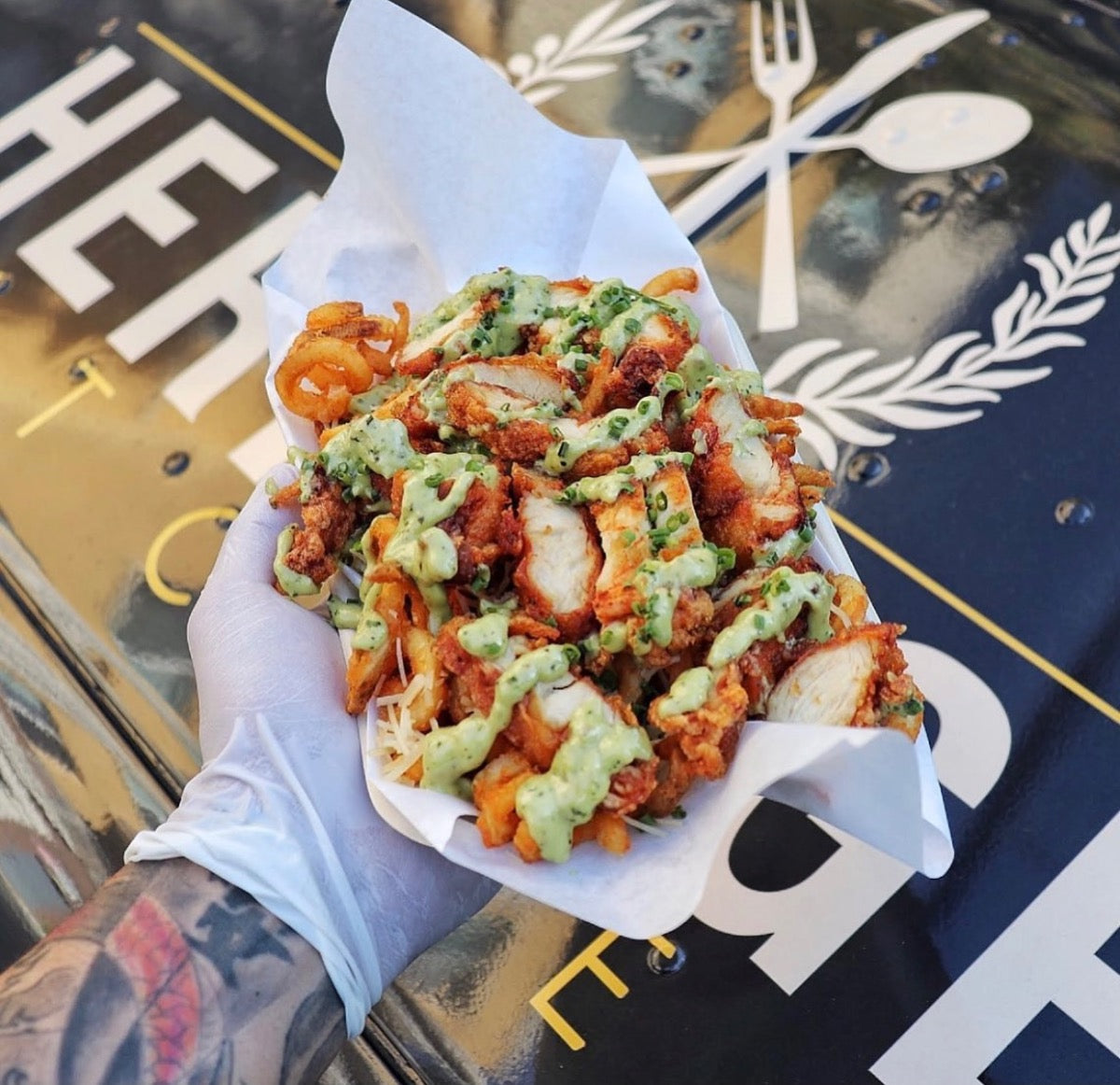 Pesto loaded fries